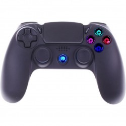 MANETTE SANS FIL NOIRE POUR PS4 AVEC PRISE JACK POUR CASQUE ET BOUTONS LUMINEUX