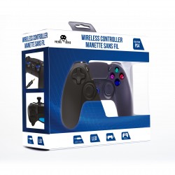 MANETTE SANS FIL NOIRE POUR PS4 AVEC PRISE JACK POUR CASQUE ET BOUTONS LUMINEUX