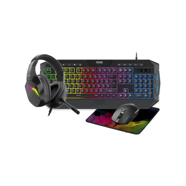 Pack 4en1 Polychroma Clavier PC AZERTY+Souris+Tapis+Casque - RGB