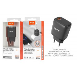 CHARGEUR SECTEUR RAPIDE RED MACHINE GUN - 3.1A MAX - SANS CABLE -1USB - TA0268 - NOIR