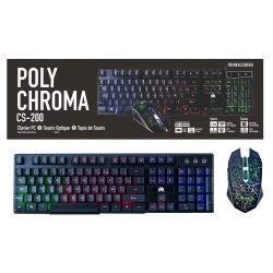 PACK CLAVIER+SOURIS+TAPIS POLYCHROMA: SEMI-MECANIQUE AZERTY CS-200 COMPATIBLE FORTNITE SUR PS4