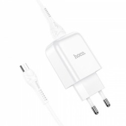 HOCO CHARGEUR SECTEUR 2.1A + CABLE MICRO USB - BLANC