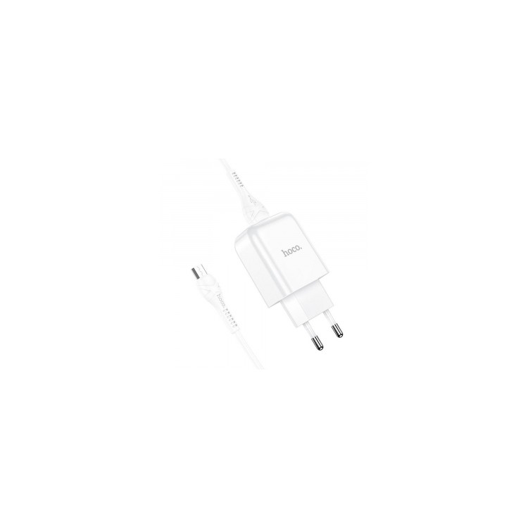 HOCO CHARGEUR SECTEUR 2.1A + CABLE MICRO USB - BLANC