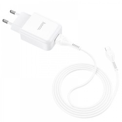 HOCO CHARGEUR SECTEUR 2.1A + CABLE LIGHTNING - BLANC