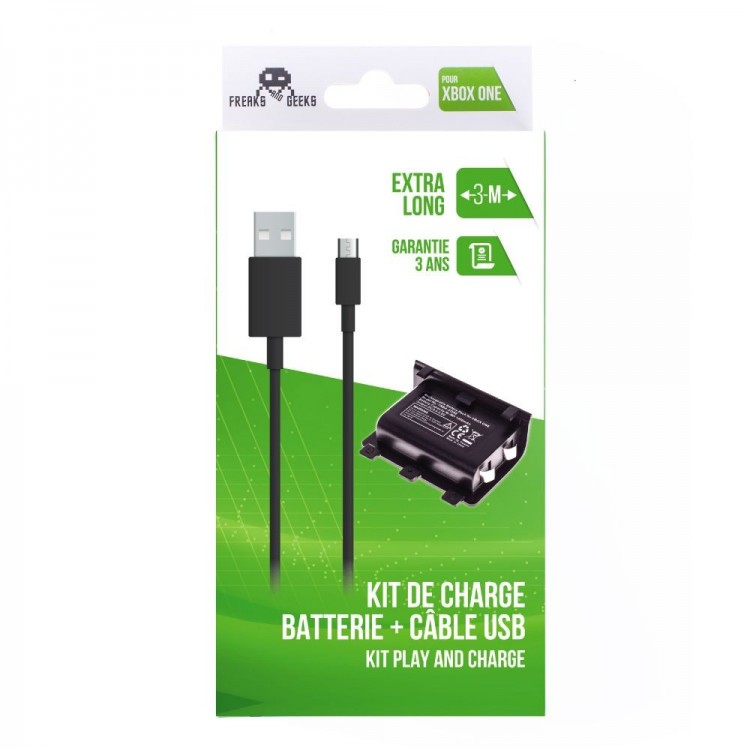BATTERIE + CABLE DE RECHARGE POUR XBOX ONE PLAY AND CHARGE CABLE DE 3 METRES